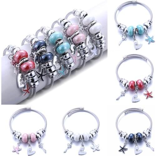 Five Colors Fashion Butterfly cross Chain Women Bangles Beaded Charm Brand Bracelet Jewelry Butterfly Shape Holiday Gifts
