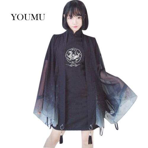 New arrival Harajuku Vintage Summer Women Dress Dragon Embroidery Cheongsam Short Sleeve Stand Collar Punk Dress 200-B033