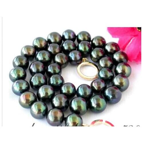 002 Tahitian black fw pearl necklace 14KGP