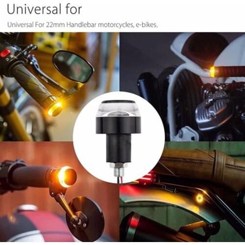 1 Pc LED Motorcycle Handlebar End Turn Signal Light Yellow Indicator Flasher
