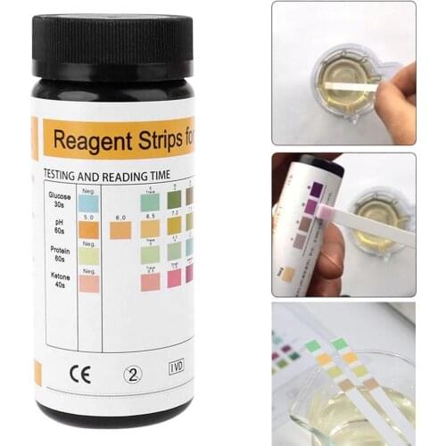 100 PCS PH Glucose Protein Ketone Urine Test Strip Paper Reagent Strip For Urinalysis With Anti-VC Interference URS-4K