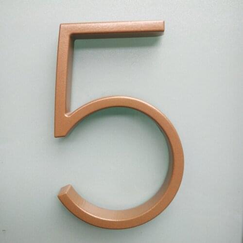 12cm Golden Floating Modern House Number Lacquered Door Home Address Numbers for House Digital Outdoor Sign Plates 5 In. #0-9