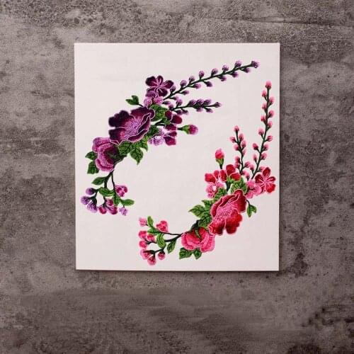 2pieces Flower Lace Embroidery Applique Cord Trim Motif Fabric Patches Embossing for Garment Decorated Sewing Supplies T2617