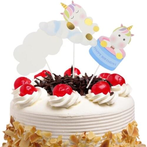 3pcs/set Unicorn Cake Toppers Flags Cupcake Cake Topper Kids Baby Birthday Wedding Bridal Cake Wrapper Party Baking DIY Decor