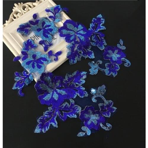 4Pieces Sapphire Lace Applique Trim Ribbon Crafts DIY Sewing Accessories Clothing Decoration Wedding Crafts 28x17cm