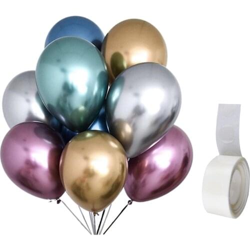 50Pcs Metallic Colored Chrome Balloons with 100Pc Dot Glue 12 Inch Pastel Birthday Party Wedding Decor Balloon-orted