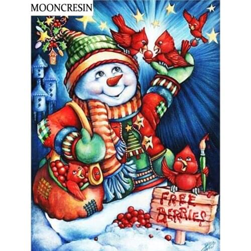 5D Diy Diamond Painting Full Square Snowman And Birds Cross Stitch Embroidery Diamond Mosaic Painting Rhinestone Decoration Home