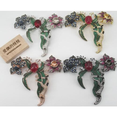 APDGG Big 65x75mm gold plated Flower connector cubic zircon Micro Pave necklace pendant Jewelry DIY