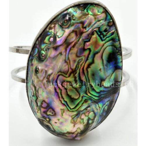 Free Shipping Fashion Jewelry Beautiful New Zealand Ablone Shell Oval Women men Bracelet 7 ~12" adjust size FG8062