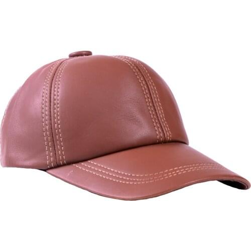 Mens Womens Real Leather Sheep Skin Baseball Cap Unisex Trucker Cap Golf Navy Newsboy caps/hats