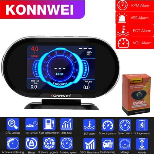 KONNWEI KW206 OBD2 On-Board Computer Auto Car Digital Computer Display Fuel Consumption Water Temperature Gauge
