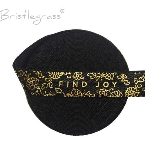 BRISTLEGRASS 100 Yard by Roll 5/8" 15mm Flower Vine Gold Foil Print FOE Foldover Elastic Spandex Band Hair Tie Tutu Dress Sewing