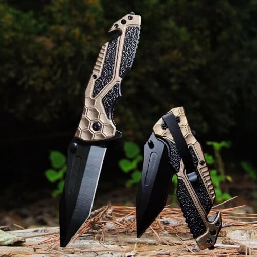 Quick-Opening Folding Knifes With Aluminum Handle 440C Black Titanium Blade Multi-Purpose Outdoor Emergency Rescue Little Knifes