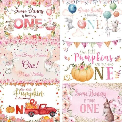Baby Rabbit Birthday Party Backdrop Spring Easter Bunny Birthday Decor Custom Banner Photography Background for Photo Studio