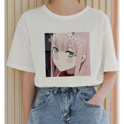 2021 Kawaii Anime Darling In The Franxx Zero TWO Tshirt Harajuku Graphic Tee Top Ulzzang Cute Cartoon Streetwear Women Summer