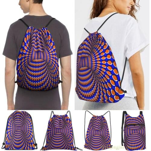 Illusion Optical Picot Women Drawstring Sackpack Gym Bags Men Outdoor Travel Backpacks For Training Fitness Swimming Bag