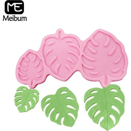Meibum Fondant Tools Banana Leaf Shaped Cake Decorating Mould Gummy Silicone Molds Gumpaste Craft Dessert Pink Baking Pan