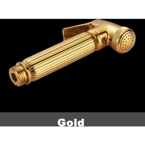 Gold color Bathroom Brass Bidet Sprayer Shower Head Toilet Handheld Shattaf Flushing Gun Floor Pet Diaper Closestool Cleaning