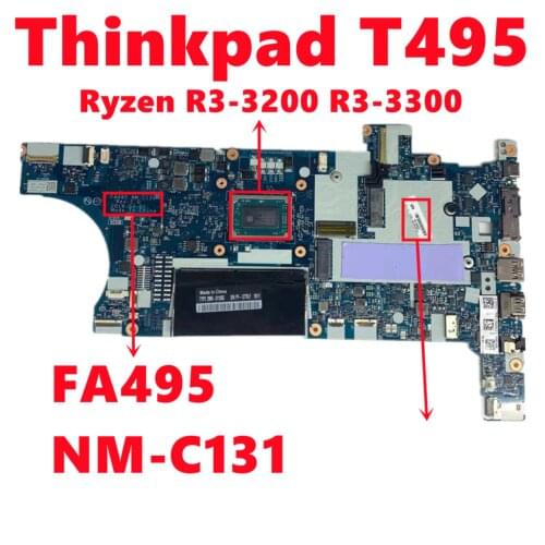 FA495 NM-C131 Mainboard For Lenovo Thinkpad T495 Laptop motherboard With Ryzen R3-3200 R3-3300 CPU 8GB-RAM DDR4 Fully Tested OK