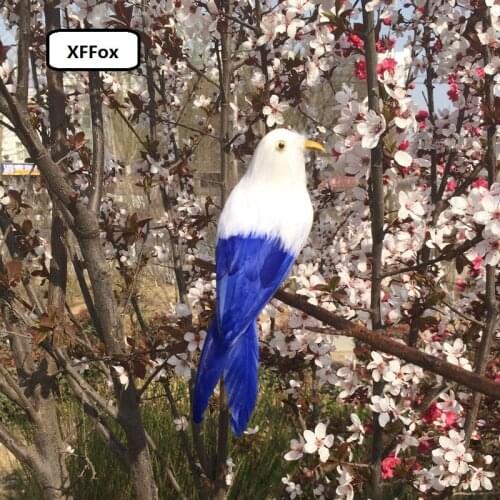 Cute real life white&blue bird model foam&feather simulation turned vivid bird doll gift about 16cm xf0859