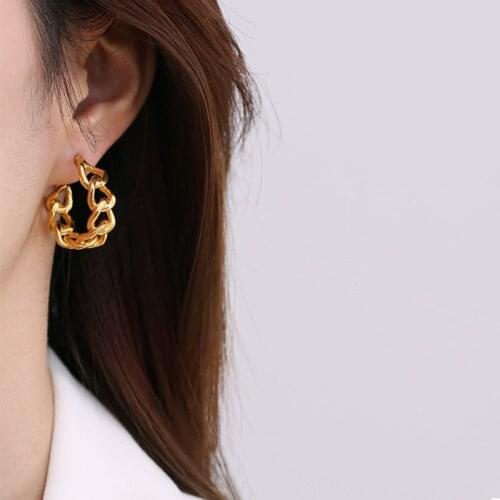 Trendy Hollow Chain Hoop Designer Earrings For Women Gothic Geometric Gold Punk Statement Circle Wedding Party Jewelry