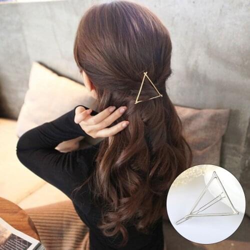 Fashion Gold Silver Triangle Hair Clips Simple Hairpin For Women Girls Metal Geometric Hair Barrettes Grips Accessories Headwear