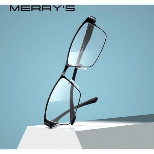 MERRYS DESIGN Men Titanium Alloy Glasses Frames TR90 Legs Business Myopia Prescription Eyeglasses Optical Frame S2219