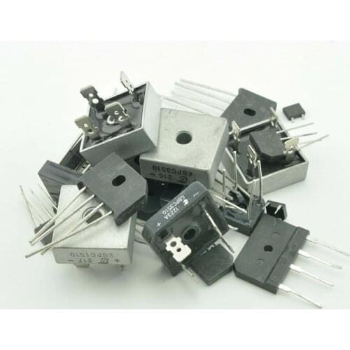 24PCS 24Values 600-1000V 0.5-50A Diode Bridge Rectifier Kit Pack Set KBPC5010 KBU2510 MB10F MB10 25A 2W10 KBJ3510 GBJ3510