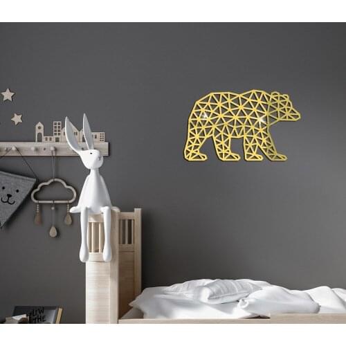 Cartoon Animal Polar Bear Wall Sticker Background wall decoration sticker Acrylic self-adhesive mirror gold silver stickers