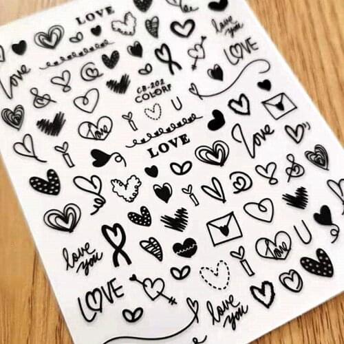 Newest CB202 3D design 3d nail sticker decal export Japan rhinestiones DIY decorations for nail wraps