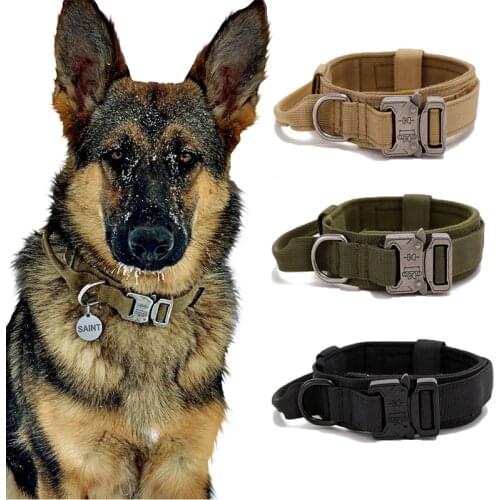 Dog Collar Adjustable Military Tactical Pets Dog Collars Leash Control Handle Training Pet Cat Dog Collar For K9 Small Large Dog