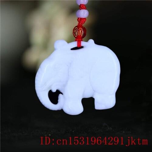 Jade Elephant Pendant Necklace Women Chinese for Gifts Men Fashion Carved Green Natural Jewelry Amulet Double-sided Charm