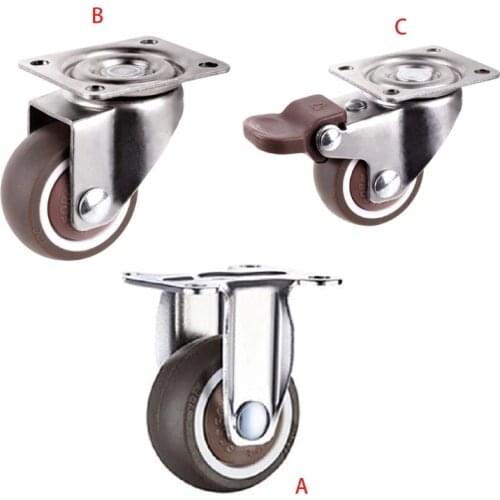 P31E 1.25/1.5/2 Inch 4 Pack Inch Furniture Casters Wheels Rubber Swivel Castor Trolley Rubber Caster with Brake 8 Types