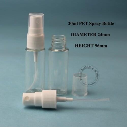 100pcs/lot 20ml Plastic Spray Perfume Bottle Atomizing Cap 2/3OZ Cosmetic Container Refillable White Cap Small Pot