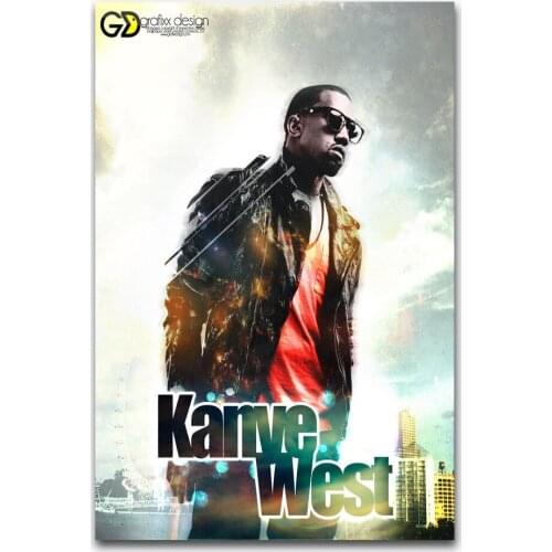 Hot New Kanye West Rap Hip Hop Music Cover-Silk Art Poster Wall Sticker Decoration Gift