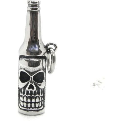 Support Dropship Skull Beer Bottle Pendant 316L Stainless Steel Jewelry Fashion Cool Bottle Pendant