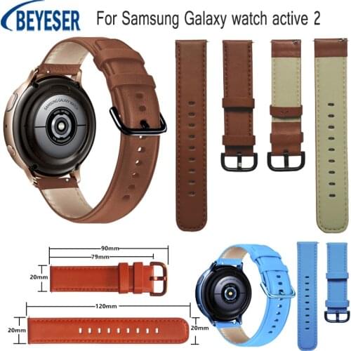 Genuine Leather Band 20mm Watch Strap Replacement Belt For Samsung Galaxy Watch active 2 Sport Smartwatch New Wristband Bracelet