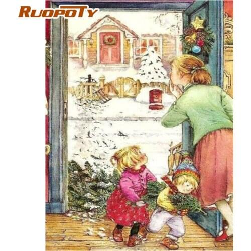 RUOPOTY 60x75cm Frame Painting By Number Christmas Coloring By Numbers Acrylic Paint On Canvas Home Decors Wall Art Picture