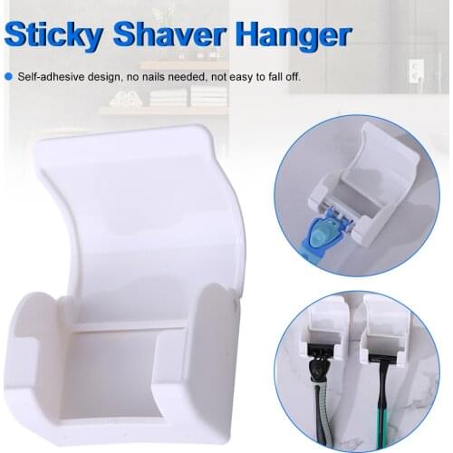 Self-Adhesive Razor Holder Plastic Razor Toothbrush Rack Bathroom Punch-free Razor Shelf Storage Stand Bathroom Toothbrush