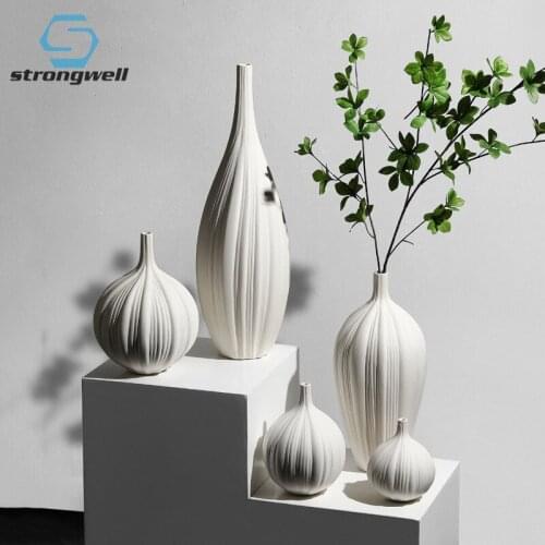 Strongwell Home Decor Artificial Ceramic Vases Crafts Porcelain Vase Ornaments Desktop Decoration Flower Arrangement Figurines