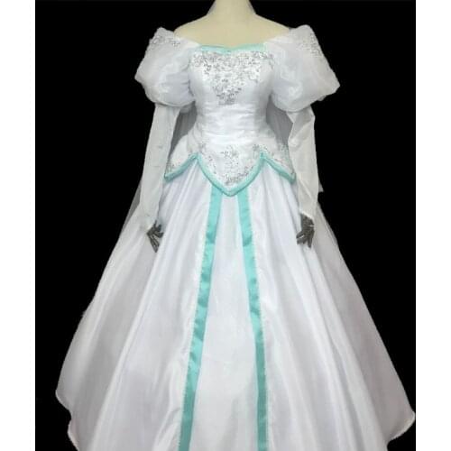 Ariel Wedding Dress Halloween Costumes Adult Ariel Costume White Dress Veil Fancy Carnival Custom Made