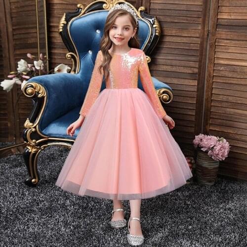Formal Princess Dress for Girl Elegant Birthday Party Dress Girls Kids Dress Baby Girl Christmas Clothes Embroidered New 2021