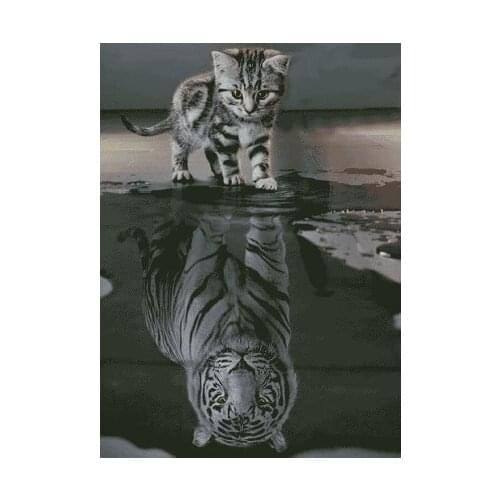 I am Tigrrrrr Cat Tiger Top Quality Cross Stitch Kit Crafts 14CT Unprinted Counted Sewing kit Embroidered Handmade Home Decor