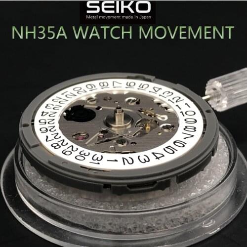 High Accuracy Seiko NH35A/NH36 Automatic Mechanical Self-winding Movement Black/White Datewheel 24 Jewels Japan SII/TMI Original