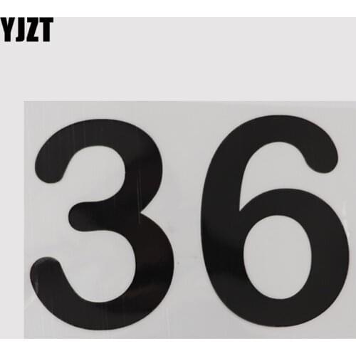 YJZT 16.1CM×10.7CM 36 Numbers Motorcycle Decal Visible Car Stickers Black/Silver 13D-0802