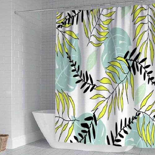 Tropical Plants Patterns Green Plant Shower Curtain Home Hotel Bath Waterproof Thicken Polyester Curtains for Bathroom Shower