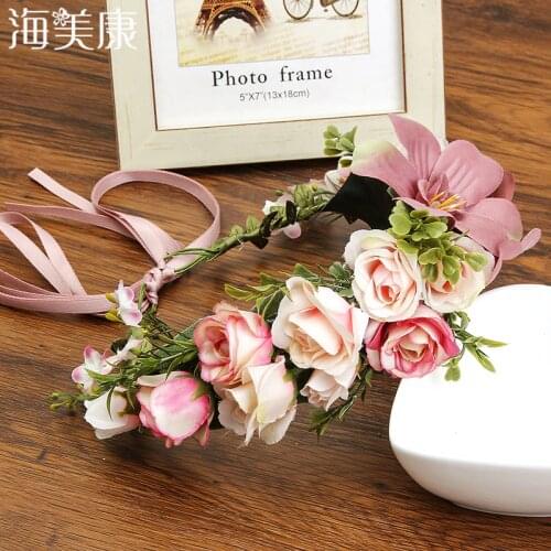 Haimeikang Fashion Boho Lily Flower Headband 4 Colors 2021 New Vacation Beach Floral Headwear for Women Beauty Hair Accessories