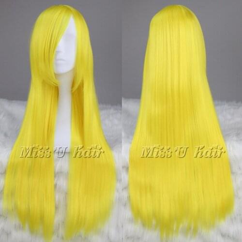 Synthetic long Wigs for Women Yellow Color Lolita 2019 New Arrivals Female Cosplay Wigs with for adult + wig cap