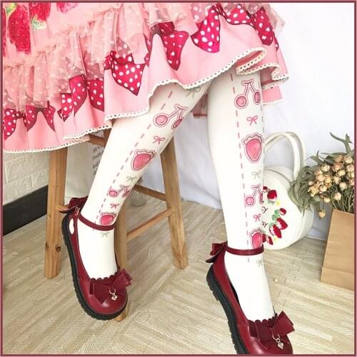 Cherry Strawberry Flavor Womens Lolita Tights Velvet 120D Cosplay Good Quality Pantyhose Sweet Spring Summer