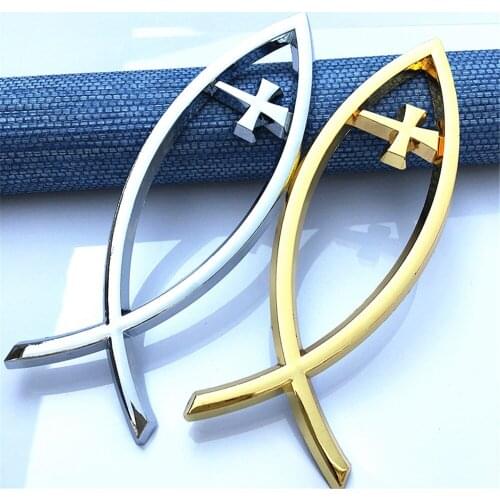 1PC JESUS Fish Christian Crafts 14x4.5cm ABS Car Sticker Styling LOVE PEACE FAITH Emblem 3D Badge Decal Decoration
